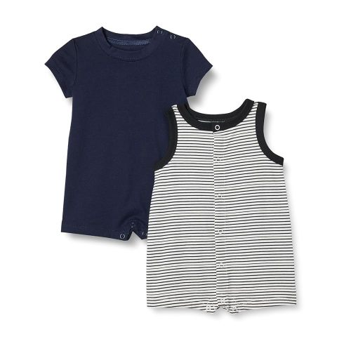 Amazon Essentials Unisex Babies' Sleeveless and Short-Sleeve Romper Set, Pack of 2