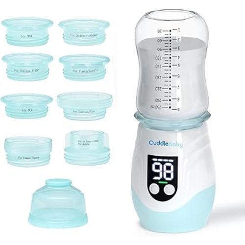 Portable Bottle Warmer for Travel, Cordless Baby Bottle Warmer, Rechargeable Bottle Warmer with 8 Adapters, 1 Milk Powder Container, Compatible with Most Bottle, Fast Heating, Blue