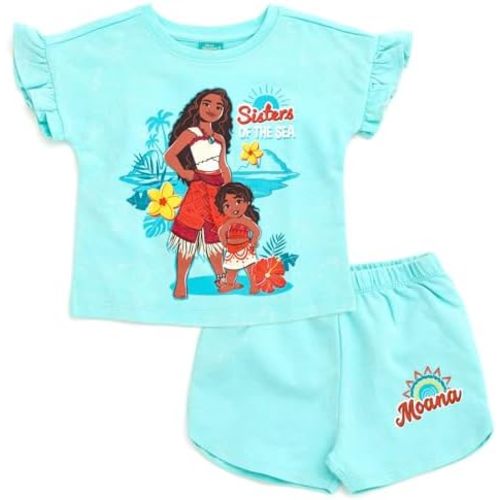 Disney French Terry T-Shirt and Shorts Outfit Set Infant to Big Kid Sizes (12 Months - 14-16)