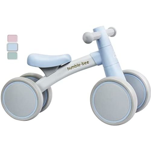 Baby Balance Bike 1 Year Old Boys Toys Gifts, Blue First Toddler Bike Birthday Gifts for One Year Old Girls, Infant 4 Wheels Bicycle Mini Balance Bike No Pedal
