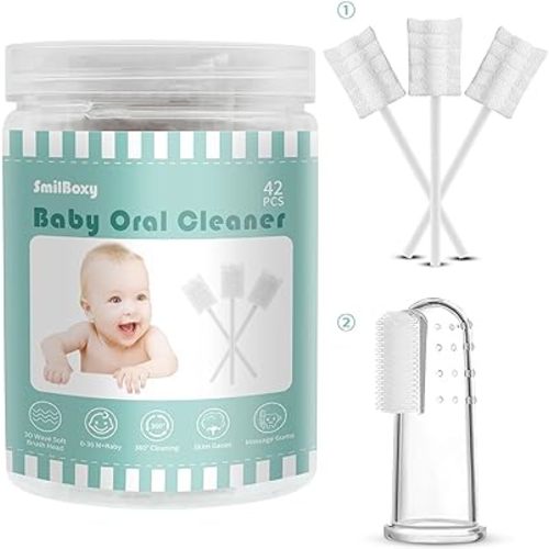 Baby Toothbrush with Box Absorbent Gauze Oral Cleaner, Baby Tongue Cleaner, Disposable Infant Tongue Cleaner Newborn Oral Cleaner Gentle Cleaning Care for 0-36 Months Babies