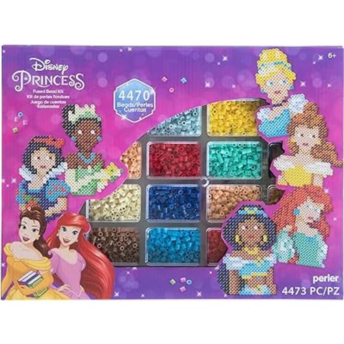 Perler Disney Princesses Deluxe Fused Bead Activity Kit with Patterns and Pegboards, Finished Project Sizes Vary, Multicolor 4474 Pieces