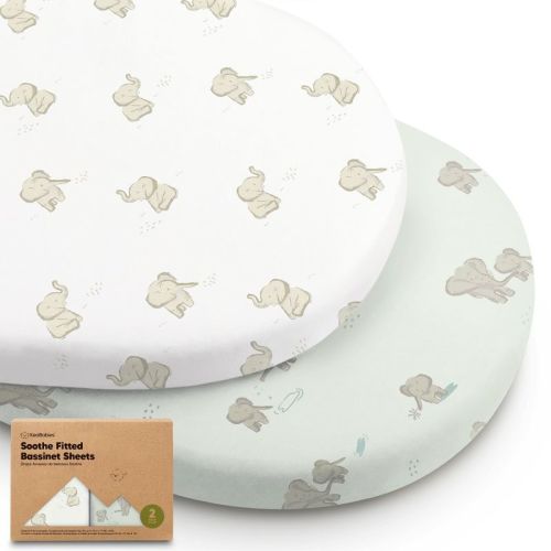 KeaBabies Organic Bassinet Sheet for Baby Girls, Boys, 2-Pack Soothe Bassinet Fitted Sheets, Bedside Bassinet Mattress Sheet (Herb)
