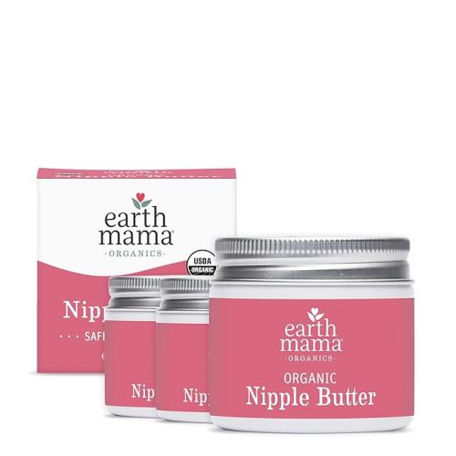 Earth Mama Organic Nipple Butter™ | Nipple Cream Safe for Breastfeeding | Postpartum Essentials for Nursing | Non Lanolin Nipple Cream, 2 fl oz (3-Pk)