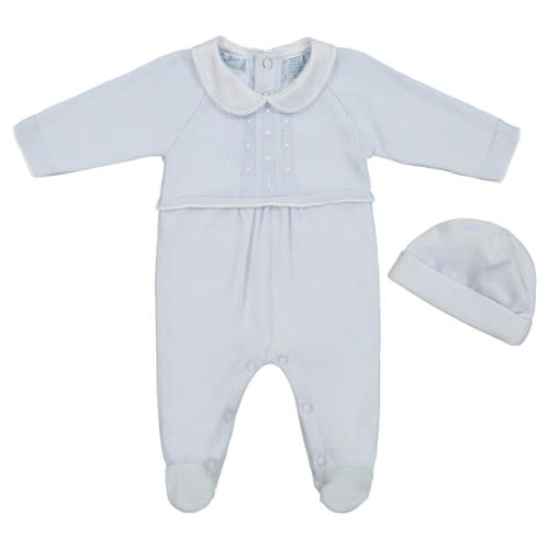 Velour Dot Knit Romper with Hat