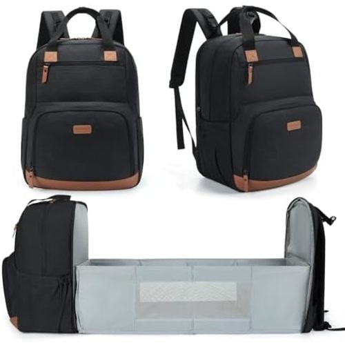 mommore Diaper Bag Backpack with Changing Station Large Travel Diaper Bags Unisex Baby Bag with Changing Pad, Stroller Straps