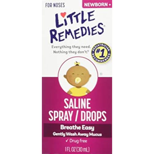 Little Noses Saline Spray/Drops for Dry for Stuffy Noses, 1-Ounce (30 ml), 3 Count