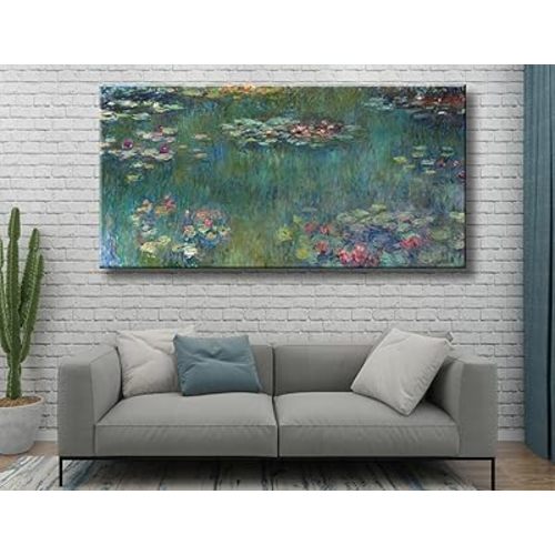 Large Water Lilies by Claude Monet Canvas Wall Art Famous Painting - Classic Canvas Art Wall Decor Picture Print with Framed for Home Office Wall Decor-20" x40"