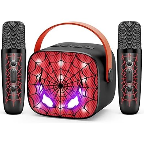 Cool Mini Karaoke Machine Toys: Kids Toys Xmas Birthday Gifts Age 3-12+ LED Portable Bluetooth Speaker with 2 Wireless Microphone Stocking Stuffers Gift Toy for 4 5 6 7 8 9 Years Old Girls Boys