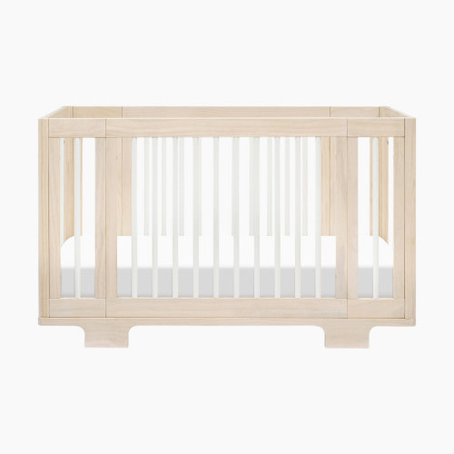 babyletto Yuzu 8-in-1 Convertible Crib with All-Stages Conversion Kits - Washed Natural / White