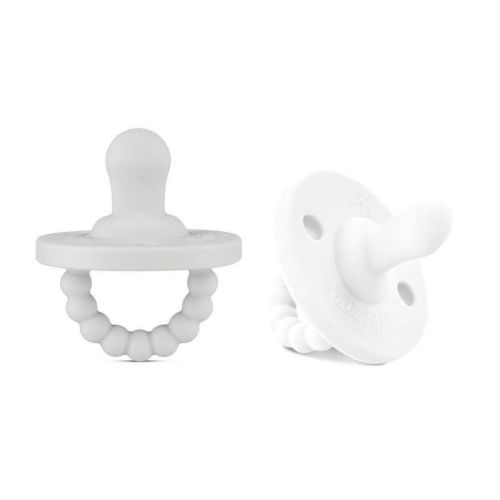 Ryan & Rose Flat Pacifier - Gray And White - 2pk