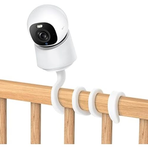 Security Camera Mount for eufy Indoor Camera E30/C210/C220/E220 or Other Cameras with 1/4 Threaded Hole, 16.5" Flexible Arm Bracket Twist Mount Attaches to Crib Cot Shelves, No Tools or Wall Damage