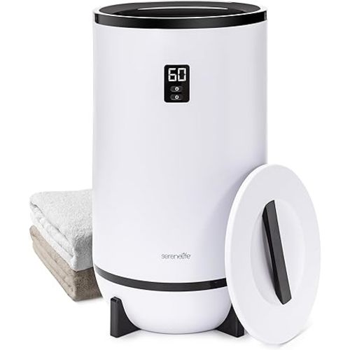 SereneLife Towel Warmers Bucket, with Customized Fragrance for Spa and Bathroom, Luxury Towel Heater Gifts for Him & Her, Auto Shut off, Fits 2 large Towels, Blankets, Bathrobes, PJ's (Black)