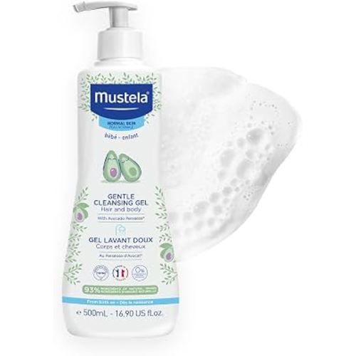 Mustela Gentle Cleansing Gel - Baby Wash for Delicate Skin and Hair - Newborn-Safe Cleanser - Made with with Natural Avocado Perseose - 1 or 2-Pack - Various Sizes