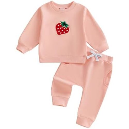 Toddler Clothes for Baby Girls Cute Strawberry Long Sleeve Sweatshirt Pants Girls Warm Fall Winter Outfits Set