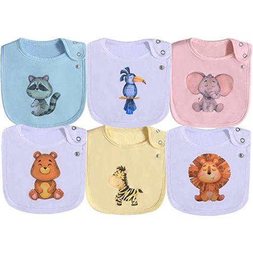 Maiwa Cotton Waterproof Baby Bibs for Girls Boys Unisex for Drooling Drooler Teething with Snaps,Oeko-TEX Certified Print