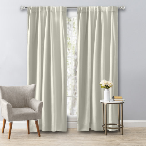 Ricardo Trading Ultimate Black-Out 2-Way Pocket Window Panel Curtain - Ivory, 56"W X 84"L
