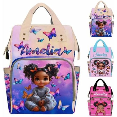 Personalized Diaper Bag Backpack with Name Custom Monogram Backpack Travel Outdoor Mommy Bag Customized Gift for Newborn Baby Boys Girls Nursing Bags Gift for New Mom Dad Christmas Gift
