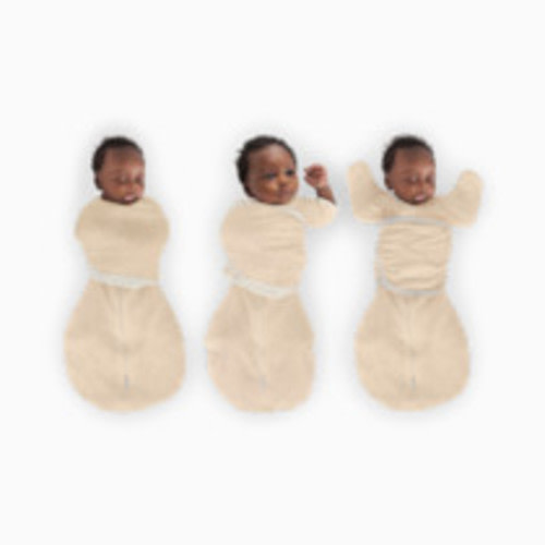 SwaddleDesigns Omni Swaddle Sack with Arms Up Half-Length Sleeves and Mitten Cuffs - Heathered Oatmeal, Small 6-14 Lbs (0-3 Months)