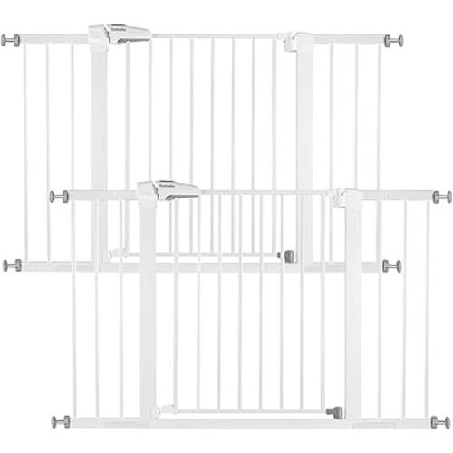 Babelio Baby Gate, 29-48 Inch Auto Close Pet Gate, Easy Install Pressure-Mounted Safety Gate, Extra Wide Pet Gate for Stairs and Doorways, 2 Pack White