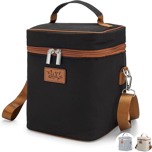 Breastmilk Cooler Bag, Insulated Container for 6 Bottles, Keeps Milk Fresh, Adjustable Shoulder Strap, Pocket for Ice Pack, Black