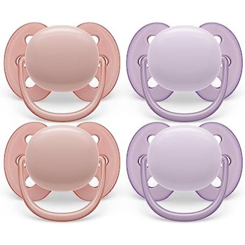 Philips Avent Ultra Soft Pacifier - 4 x Soft and Flexible Baby Pacifiers for Babies Aged 0-6 Months, BPA Free with Sterilizer Carry Case, SCF091/25