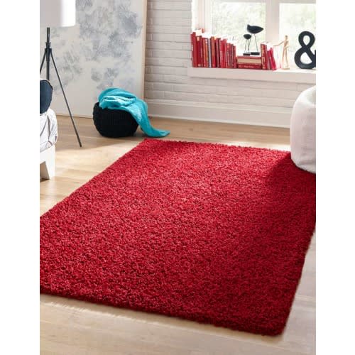 Cherry Red 9' x 12' Solid Shag Rug | Rugs.com
