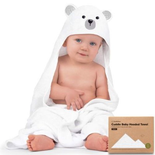 Keababies Cuddle Baby Hooded Towel, Organic Baby Bath Towel, Hooded Baby Towels, Baby Beach Towel For Newborn, Kids (polar)