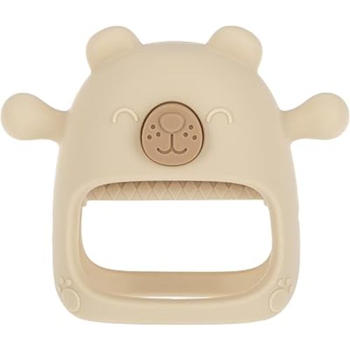 Nuby Silicone Wrist Teething Mitten - Baby Teether Ring - 3+ Months - Brown Bear