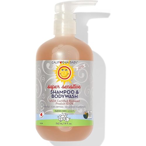 California Baby Super Sensitive Baby Shampoo and Body Wash | 100% Plant-Based | Gentle Fragrance Free Shampoo | Hypoallergenic | 251 mL / 8.5 oz