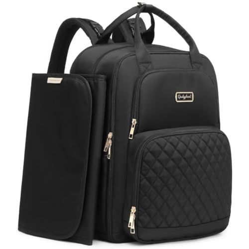 Diaper Bag Backpack - Expandable 35L Extra Large Diapers Bags for 2 Kids Twins, Quilted Baby Changing Backpacks
