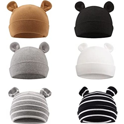 PESAAT Newborn Hospital Hat 0-12Months Preemie Boys Girls Beanie Solid Infant Baby Hats Autumn Winter