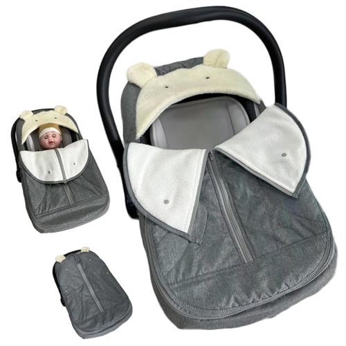 Baby Car Seat Cover Winter Car Seat Covers for Babies,Infant Carseat Cover Canopy Winter Baby Carrier Cover Fit for Girl Boy Universal Car Seat -Grey