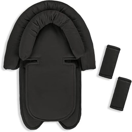 Baby Car Seat Head Support for Newborn, GFU 2 in 1 Infant Car Seat Head Body Support with Strap Pads, Soft Stroller Cushion Pillow Insert for Girls, Fits for Stroller, Swing Black