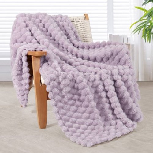 Whale Flotilla Throw Blanket for Couch with Expanded 3D-Jacquard Pattern, Fuzzy Soft Cozy Exquisite Blankets or All Season, Warm and Fluffy, 50x60 Inch,Lilac