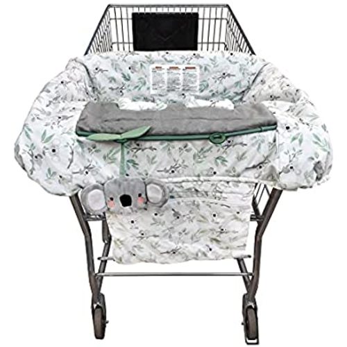 Boppy Shopping Cart and High Chair Cover—Preferred | Green Gray Koala and Leaves with Koala Toy | with Integrated Storage Pouch | 2-Point Safety Belt | Wipeable, Machine Washable | 6-48 Months