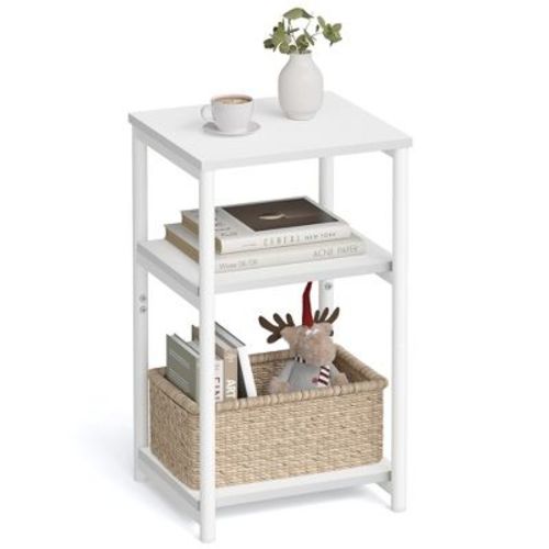 VASAGLE Side Table, Small End Table, Tall Nightstand for Living Room, Bedroom, Office, Bathroom, White