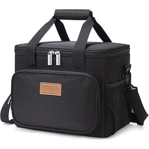 Lifewit Large Lunch Bag Insulated Lunch Box Soft Cooler Cooling Tote for Adult Men Women, Black 12-Can (8.5L)
