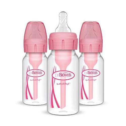 Dr. Brown's Natural Flow Anti-Colic Options+ 3-Pack 4-oz. Narrow Baby Bottles - Pink