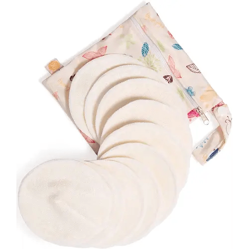 Kindred Bravely Organic Reusable Nursing Pads 10 Pack | Washable Breast Pads for Breastfeeding, Leaking with Carry Bag