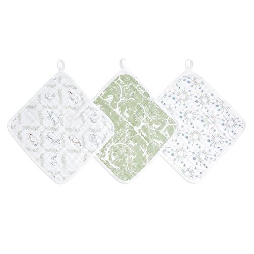 aden + anais Essentials Washcloth 3-Pack, Super Soft 100% Cotton Muslin, Gentle on Skin, 3 Absorbent 11x11 Layers, Softer with Every Use, Perfect for Babies, Infants, Toddlers, Harmony