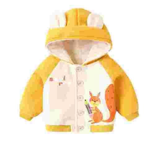Baby Girls Hooded Jacket Cute Animal Print Bear Ear Coat Autumn and Winter Baby Boys Padded Jacket Padded Coat, 3-6 Months