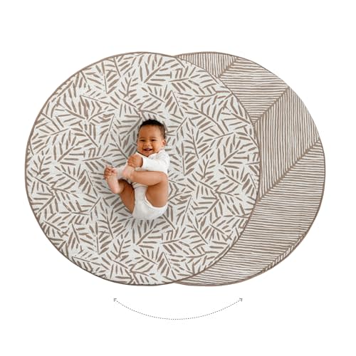 Toddlekind Organic Cotton Reversible Play Mat – 48" Handmade Blanket for Floor Activities, Tummy Time, Nursery Decor, and Family Comfort 0m+ Tan (Taupe)