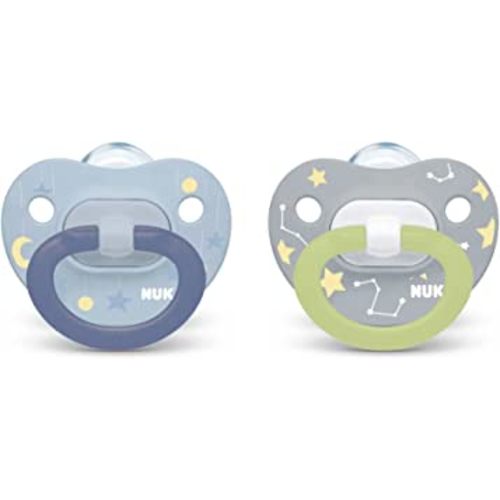 NUK Glow-in-The-Dark Orthodontic Pacifiers, Unisex, 0-6 Months, 2-Pack