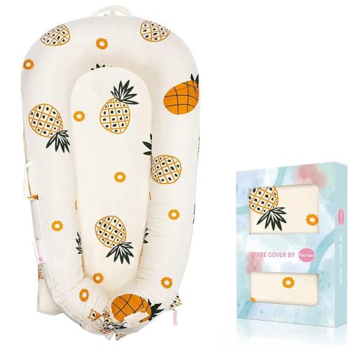 Baby Lounger Cover for Dockatot Deluxe + | 100% Cotton Hypoallergenic Newborn Premium Quality Spare Cover(Cover Only) (Pineapple)