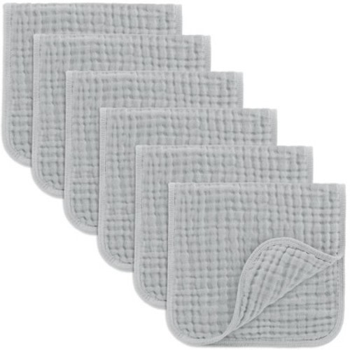 Muslin Burp Cloths Large 100% Cotton by Comfy Cubs - Heather Blue, Pack of 6