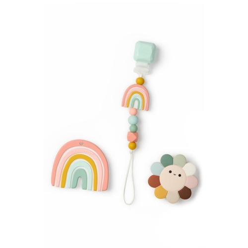 Silicone Teether & Pacifier Clips Set