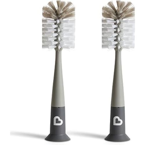Munchkin® Bristle™ Bottle Brush, Modern Design, 2 Pack, Grey