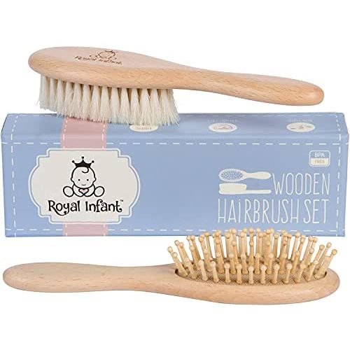 Royal Infant Wooden Baby Brush Set, Natural Soft Bristles with Comfort Handle, Set Toddler Brush