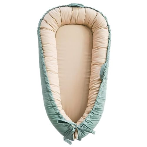 Baby Lounger, Baby Nest Cover for Baby, Reversible & Breathable Cotton, Adjustable Baby Floor Seat for Tummy Time, Portable Infant Lounger, Gift for Newborns (Green)